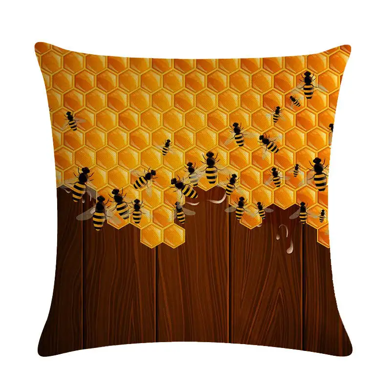 Пчела собирает Мед на цветы квадратная наволочка хлопок лен спальня/стул/автомобиль/диванная подушка для сидения подарки ZY1296 - Цвет: ZY129608