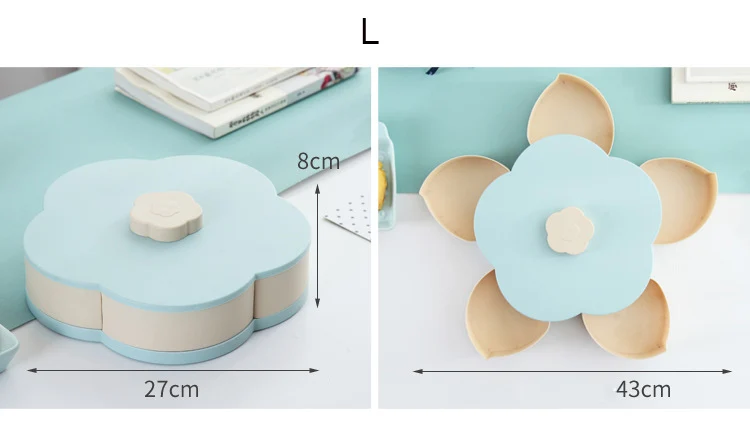 Вращающийся в форме лепестков контейнер для закусок Свадебные конфетные тарелки леденец еда двойная коробка для хранения-Дека сушеный органайзер для фруктов дропшиппинг