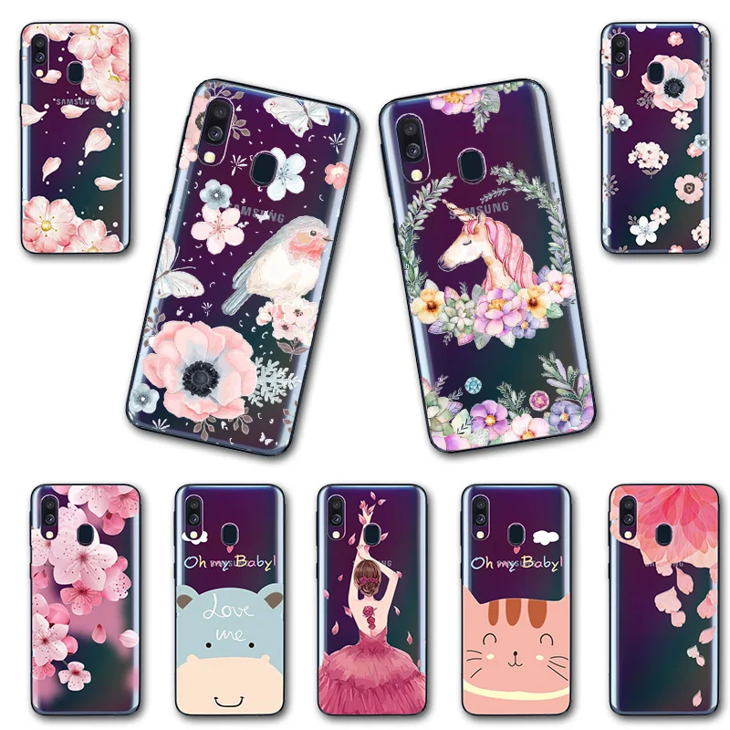 

3D Relief Flowers Case For Samsung Galaxy A10 A20 A30 A305F Cute Cats Lace Silicone Phone Bags For Samsung A40 A50 A60 A70 Coque
