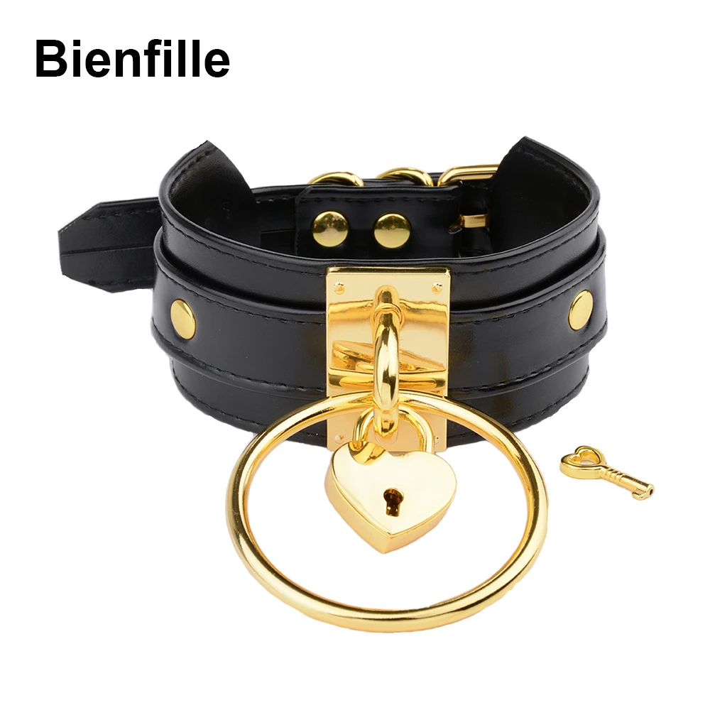 Comprar Hiperbole 60mm grande O redondo con encantador corazón bloqueable gargantilla Harajuku gran tamaño negro exclusivo collar de cuero personalizado