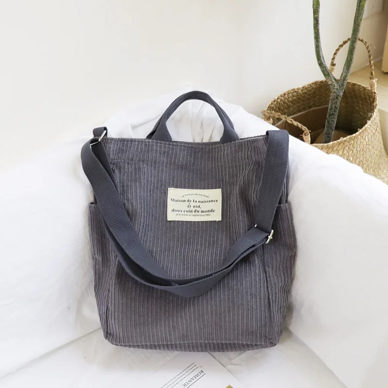 Women Corduroy Shoulder Bag Tote Crossbody Messenger Bag