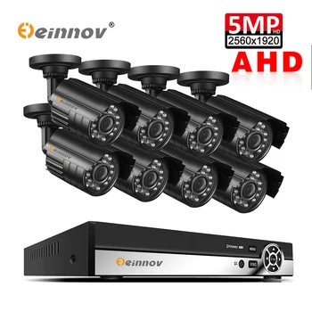 

Einnov 5MP Outdoor Video Surveillance Camera Security System 8CH AHD NVR CCTV Set H.264+ IR Leds Waterproor Remote Control HD