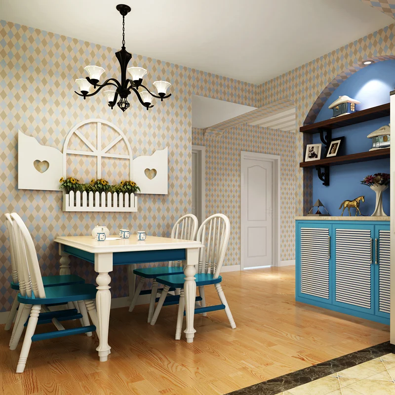 Mediterranean Retro Diamond Wallpaper Lattice Pure Paper Living Room Bedroom Background Wall Paper Roll Mediterranean Retro Diamond Wallpaper Lattice Pure Paper Living Room Bedroom Background Wall Paper Roll