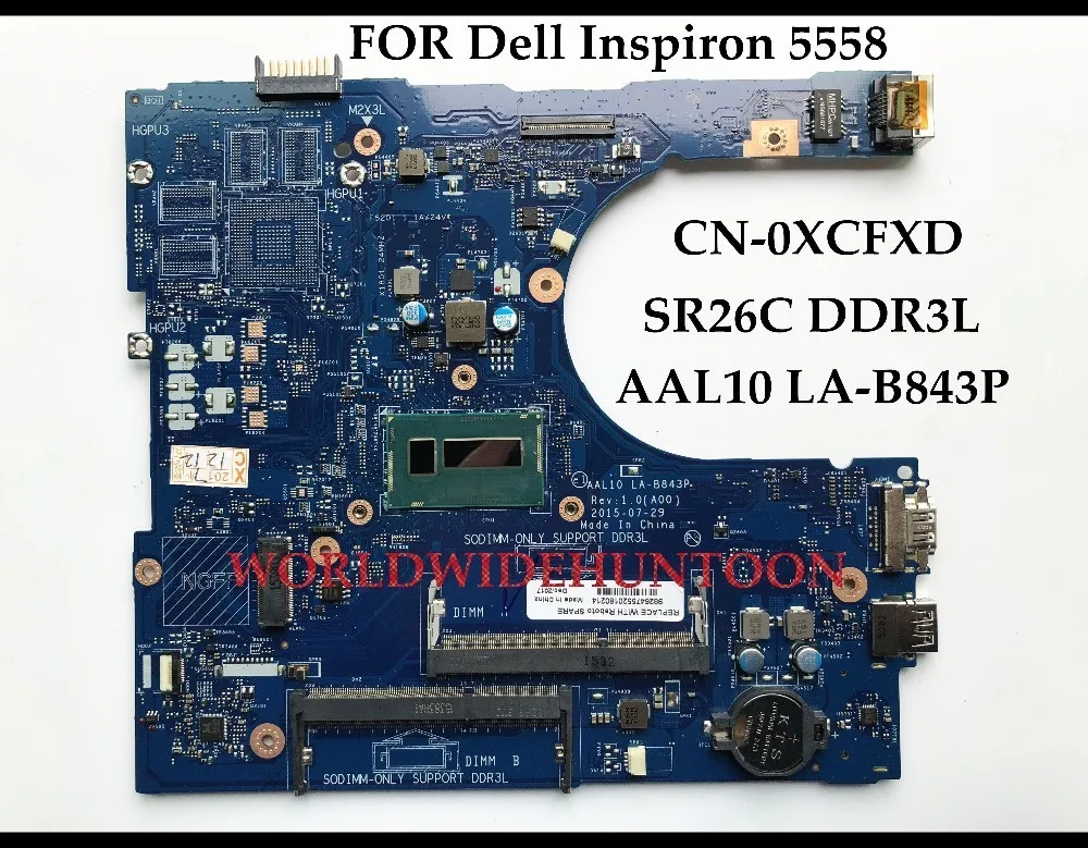 Высокое качество AAL10 LA-B843P для Dell Inspiron 15 5458 5558 5758 Материнская плата ноутбука CN-0XCFXD SR26C I5-5250U DDR3L полностью протестирована