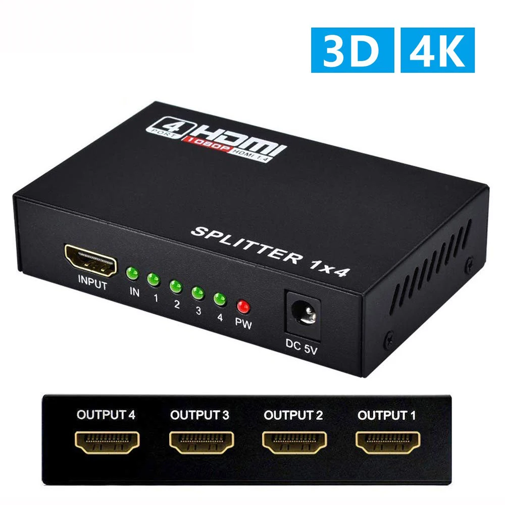 HDMI коммутатор 1X4 1 в 4 Выход HDMI сплиттер усилитель 1X2 1 в 2 выход Поддержка HDCP 1080P 4 к/2 к 3D для HDTV DVD PS4 Xbox