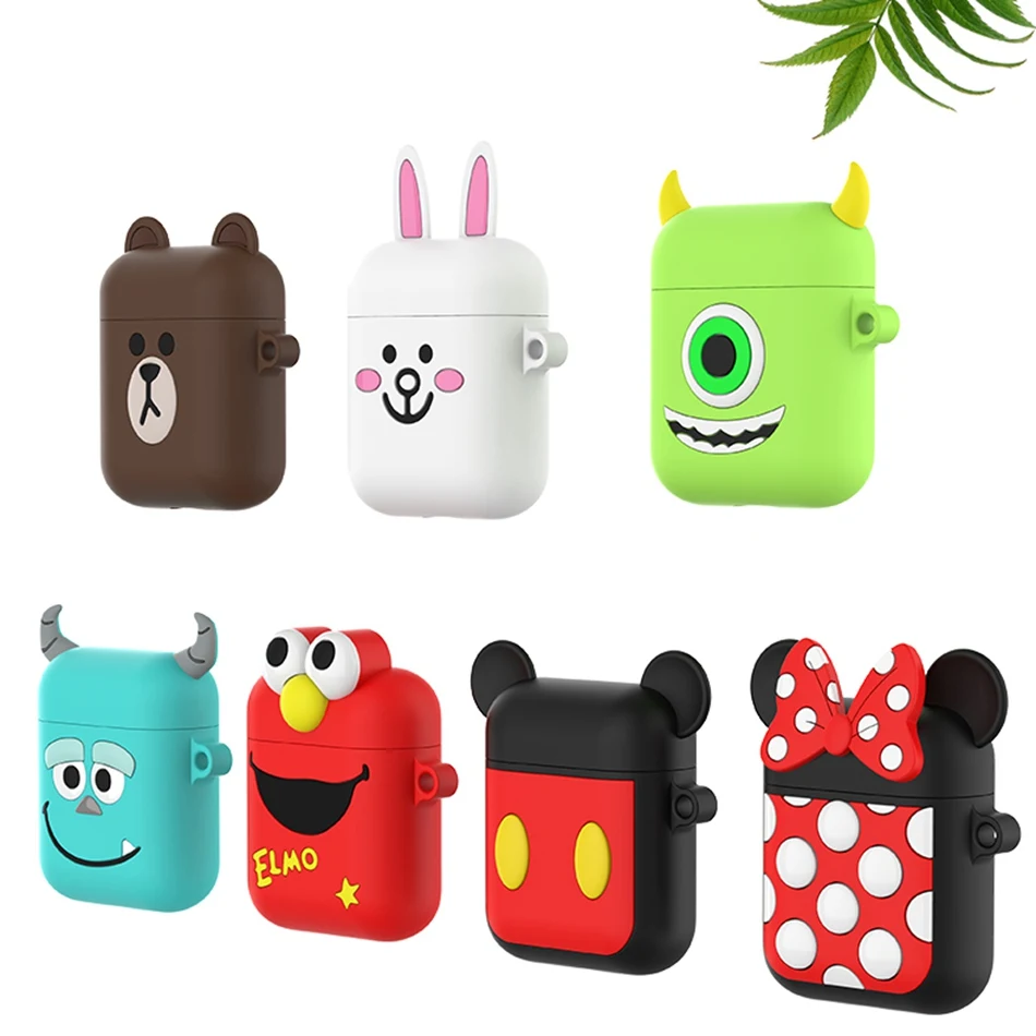 For AirPods Case Cartoon Silicone Cover for Apple Air pods 2 Cute Earphone Case Earbuds Bag for Earpods Cases Ring Accessoires
