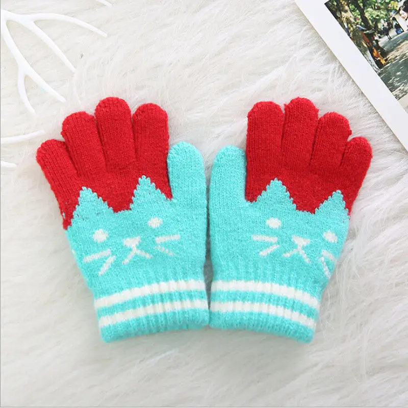 2019 Brand New Child Kids Baby Girls Boys Winter Knitted Gloves Cartoon Warm Mittens Toddlers Outdoor Cartoon Cats Cute Gloves boots baby accessories	 Baby Accessories