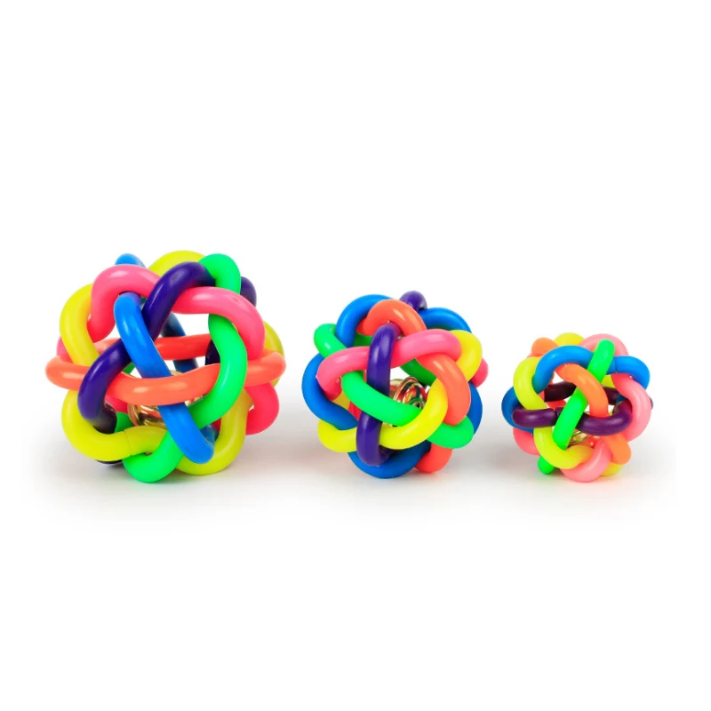 2019 New Rainbow Ball Pet Toy Dog Chew Toy With Bell For Cat Small Dog Chihuahua Yorkshire Poodle Interactive Pet Product