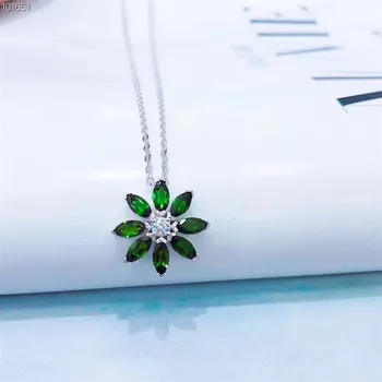 

gemstone fine jewelry factory 925 sterling silver natural diopside flower necklace pendant