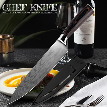 

XITUO 8" Professional Chef Knife 7CR17 High Carbon Stainless Steel Kitchen Meat Cleaver Salmon Slicing Knife Japanese Sushi Tool