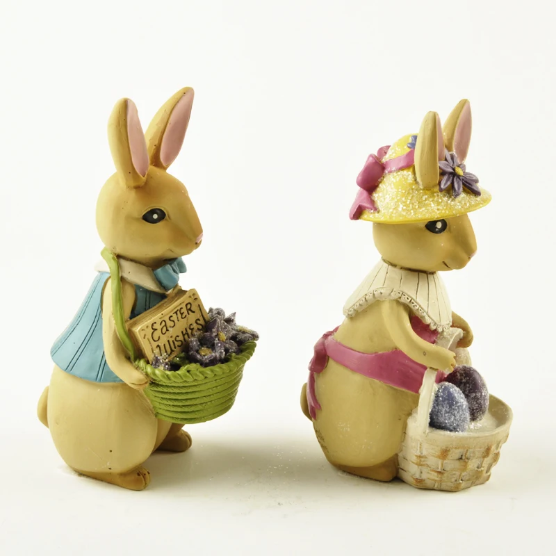 Пасхальный миниатюрный американский стиль мальчик/девочка кролик украшение мини Кролик садовый Декор домашний орнамент DIY аксессуары
