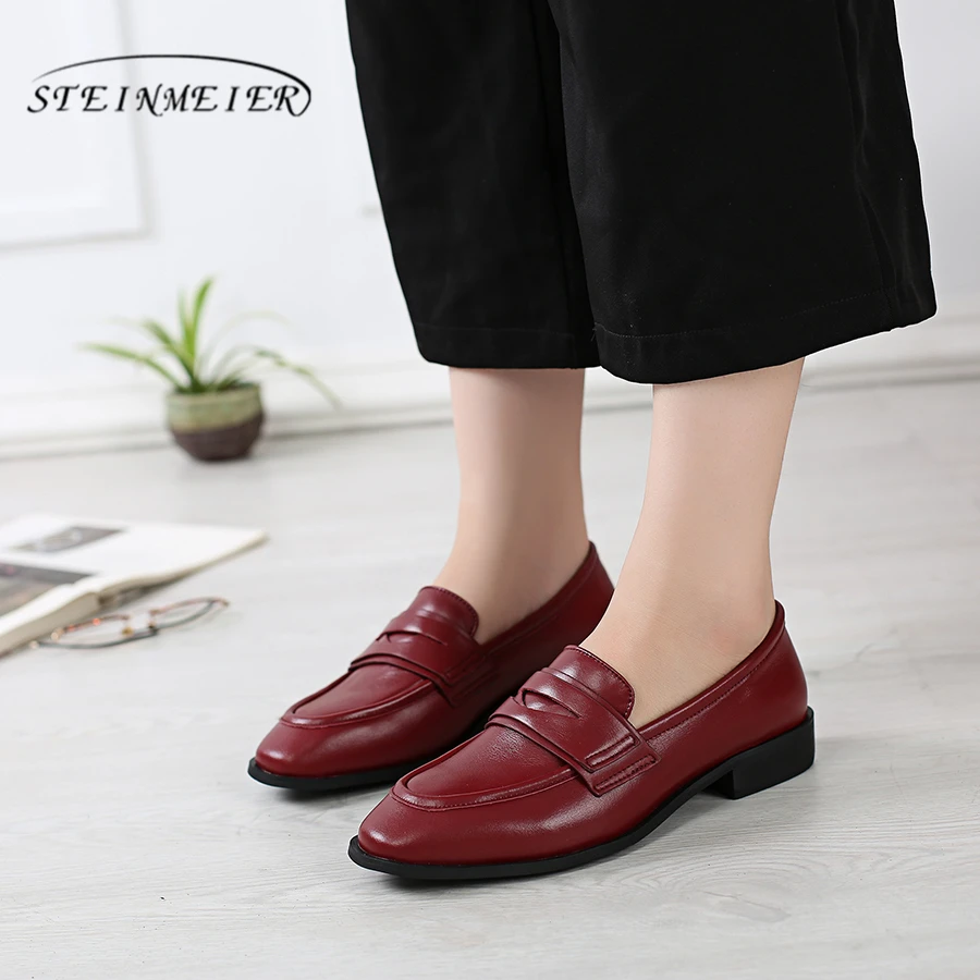 

Women's Flats Oxford Shoes Woman Genuine Leather Sneakers Ladies Brogues Vintage Casual Oxfords Shoes For Women Footwear 2019