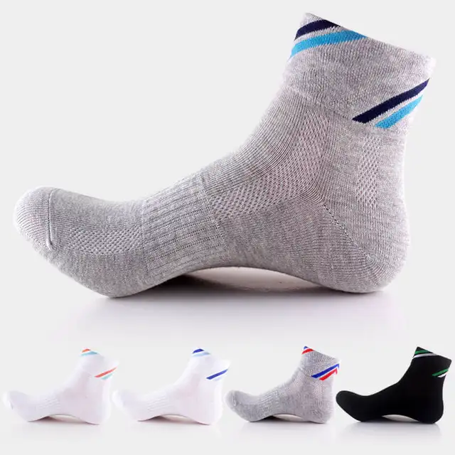 Cheap 5pairs Men's Sport Ankle Socks Breathable Soft Cotton Basketball Sock Multi-Type Cycling Bowling Camping Hiking Sock 5 Colors