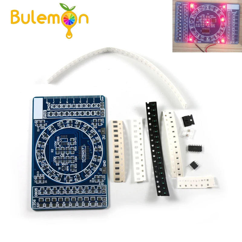 

SMD Component Welding Practice Board CD4017 Water Lamp Kit Skill Training Training Competition DIY KIT