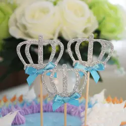 С милым бантом корона принцессы тема торт ботворезы кекс вставить карту для маленьких девочек на день рождения Свадебная вечеринка
