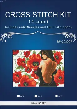 

Top Quality beautiful lovely counted cross stitch kit poppy girl, poppy lady, poppy woman flower 55x42CM, 14CT RW-302