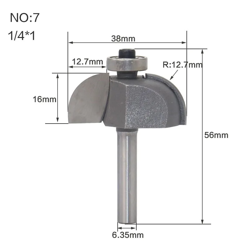 1 шт. 1/" 1/4" хвостовик круглый нос Угол заземления концевые фрезы Карбид Вольфрама круглый канавок бокс фрезы для дерева - Длина режущей кромки: NO 7