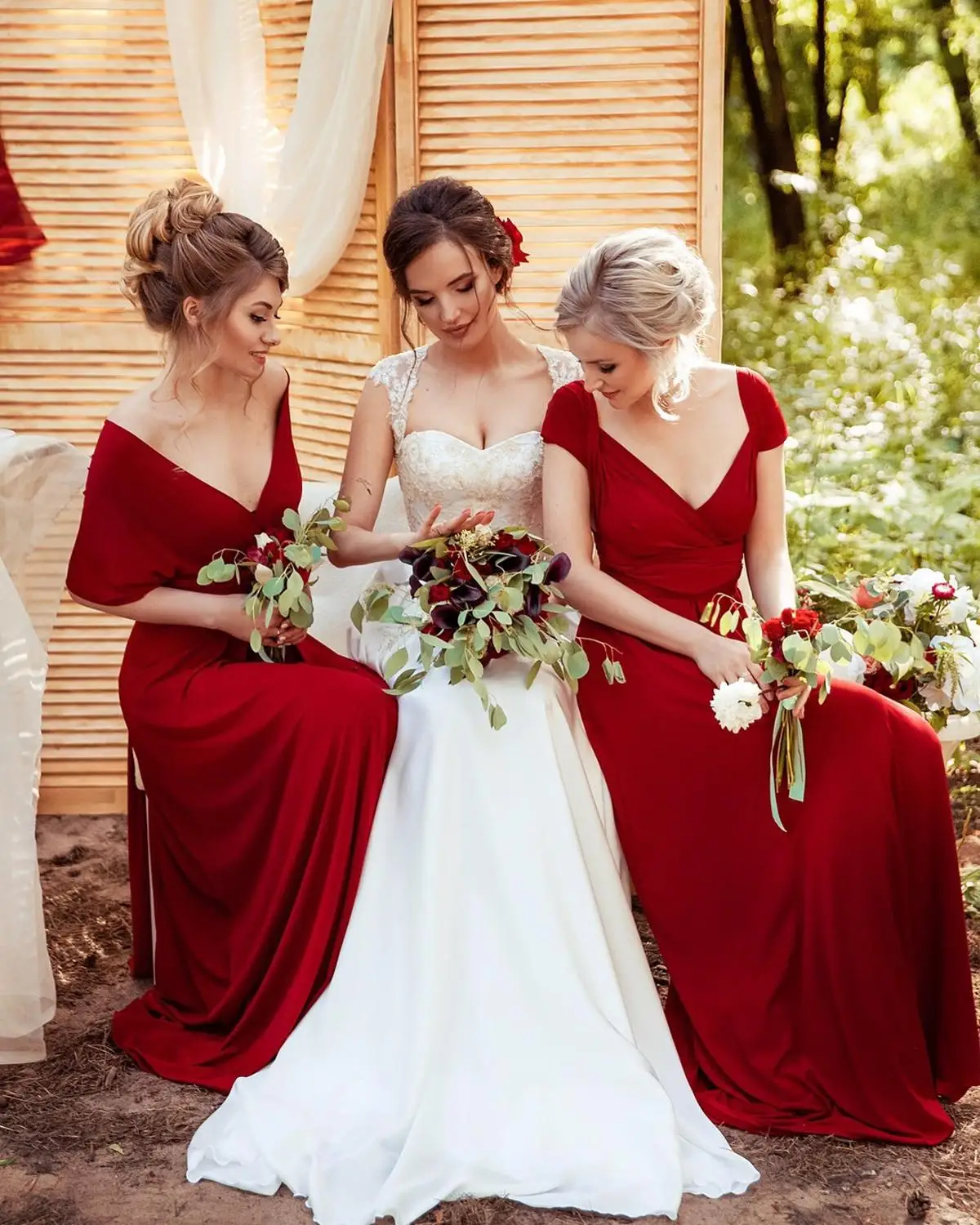 Rosso Abiti da Damigella D'onore Abiti da Sposa Del Cliente Vestido Festa  Abiti Lunghi Varietà Vestito con La Stirata DQG456|Bridesmaid Dresses| -  AliExpress