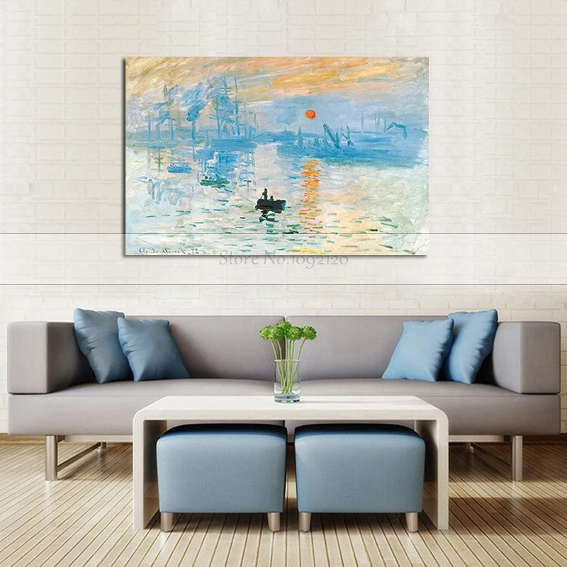 

Pure Handmade Monet Impression Sunrise Wall Paintings World Famous Oil Paintings Replica Unframed Home Decorative Pictures