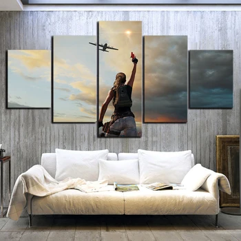 

5 Piece New PUBG Canvas Painting PUBG Video Game Poster Wall Art for Living Room Decor
