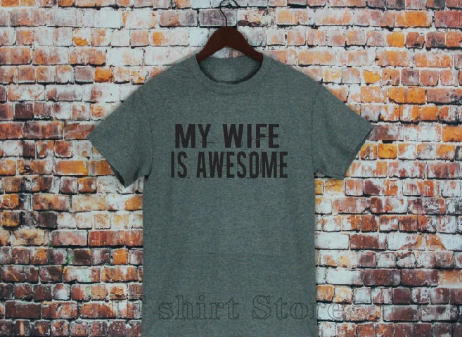 Мужская футболка с надписью My Wife Is Awesome подарок на день отцов рождения свадьбу