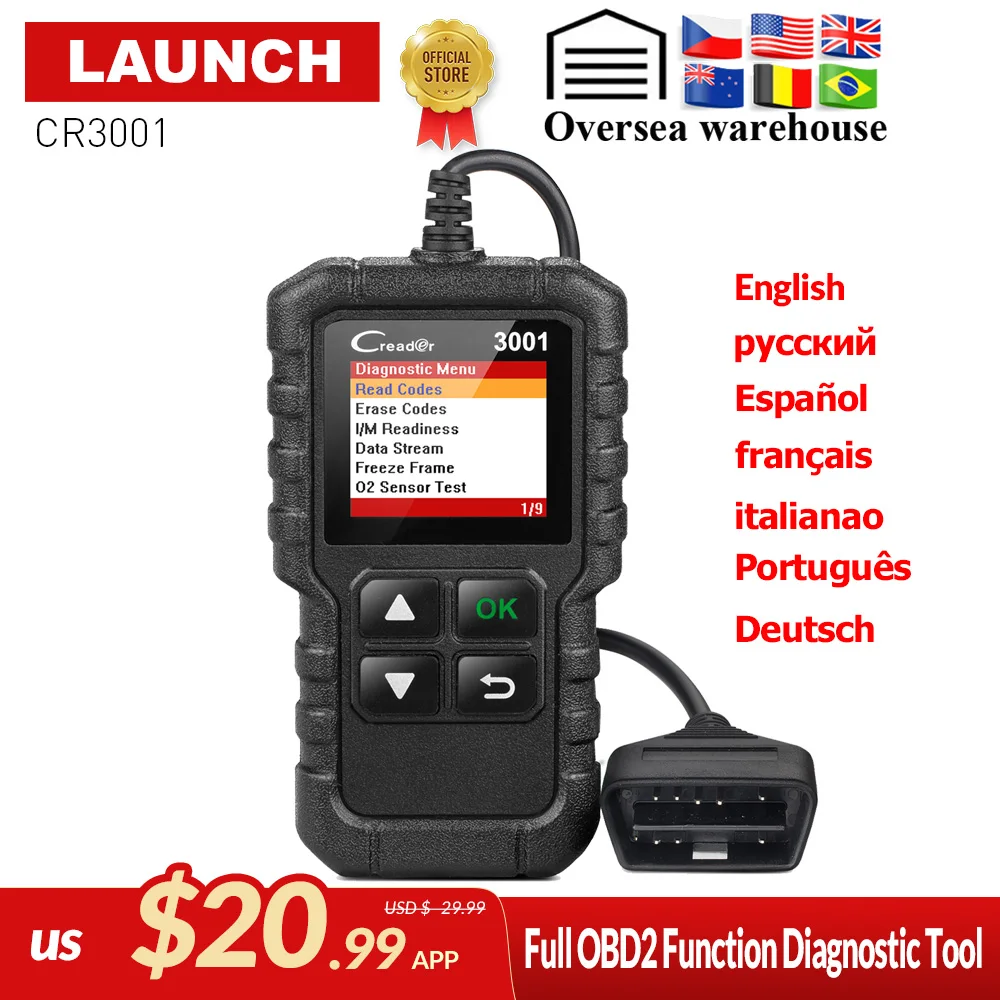 LAUNCH X431 Creader 3001 Full OBD2 OBDII Code Reader Scan tools CR3001 OBDII Car Diagnostic tool PK AD310 ELM327 OM123 Scanner LAUNCH X431 Creader 3001 Full OBD2 OBDII Code Reader Scan tools CR3001 OBDII Car Diagnostic tool PK AD310 ELM327 OM123 Scanner