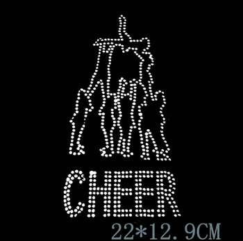 

Free shipping Rhinestone Transfer " Cheer Pyramid " Hotfix, Iron On, Bling, Spirit, Cheerleader