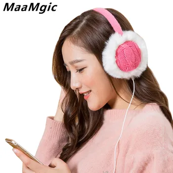 

2017New Plush Female Winter Earmuff Warm Ear Muffs Headphones Girls Earmuffs Music Earphone Ear Warmers Protector Fur Headphones