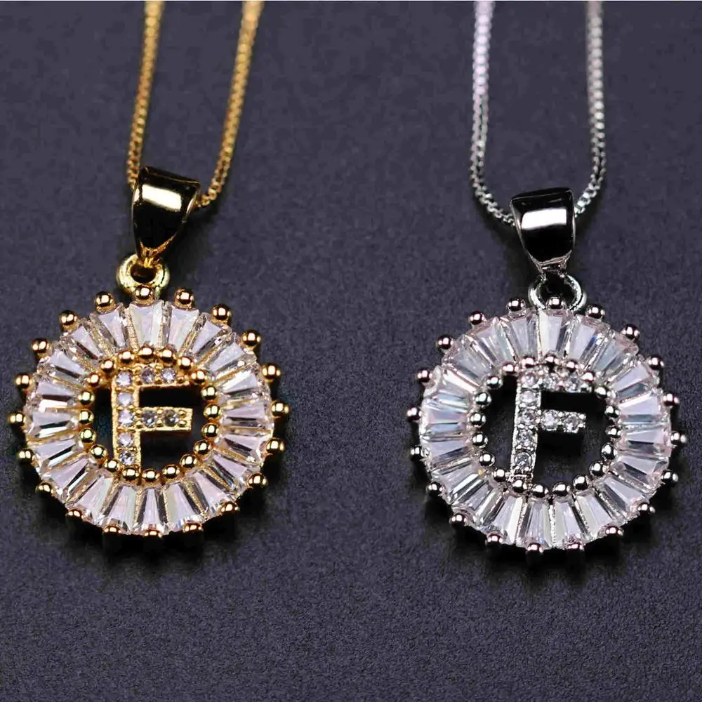 Ожерелье на цепочке с буквами букв и буквами, ожерелье с подвеской, ожерелье с буквой ABCDEFGHIJKLMNPRSTUVXY, ювелирное изделие для женщин, подарок PLD - Окраска металла: F
