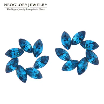 

Neoglory Blue Flower Stud Earrings Fashion For Women Brand 2020 Embellished with Crystals from Swarovski