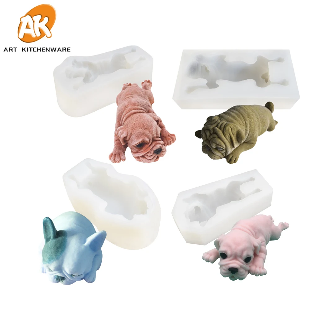 4 design Shar Pei Dogs Mold 3D DIY Silicone Mold Fondant Cake