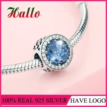 Сияющее сердце Шарм, небесно-голубой кристалл шармы Бусины Подходит браслет серебро 925 Серебро 925 ювелирные изделия