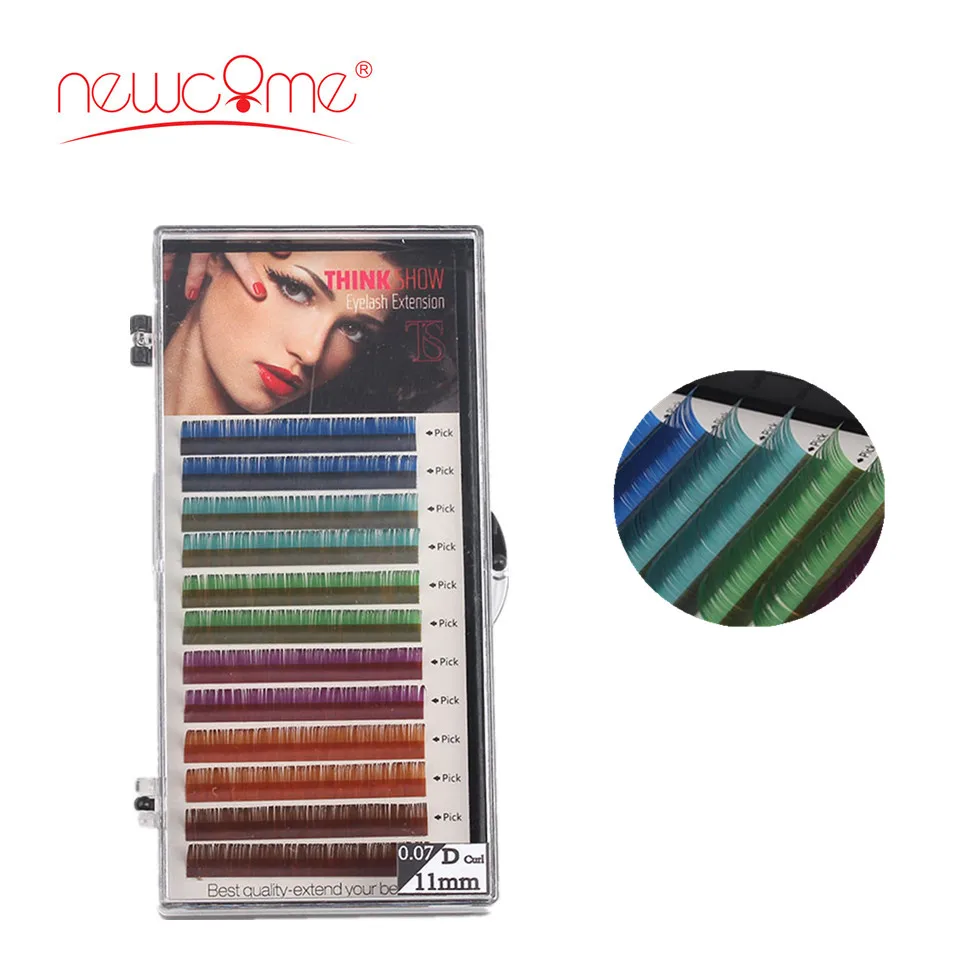 

Colorful Eyelash Natural Long soft Lashes Hand Made Silk 3D Individual Lash Color Eyelash Extension False Lashes