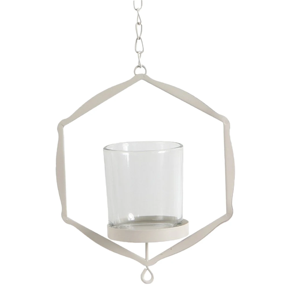 Iron Wire Hanging Moroccan 3D Geometric Tea Light Candle Holder Candlestick Candelabra Mood Light Lantern Case Ornament