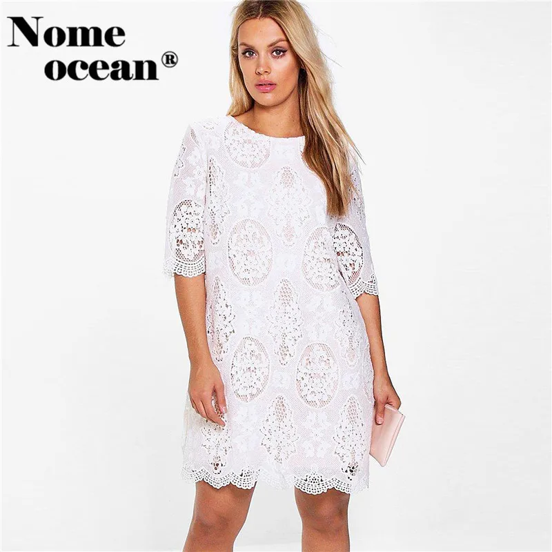 embroidered lace shift dress