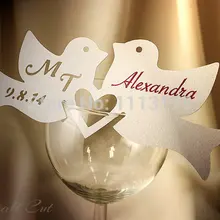 "Two Love" в виде птицы на свадьбу, карточки с именем гостя(20+) на заказ в виде сердца, для пары под заказ, имя, вино, Стекло Decorationpc001