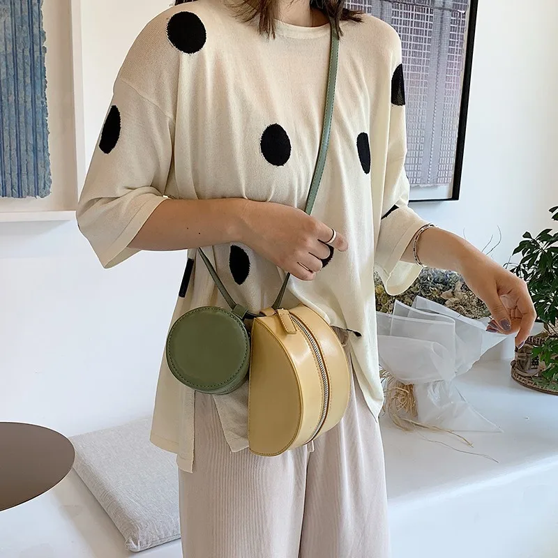 

Fashion Women Circular Bucket Messenger Bag 2019 New Designer Handbag High Quality PU Leather Women Shoulder Crossbody Bags