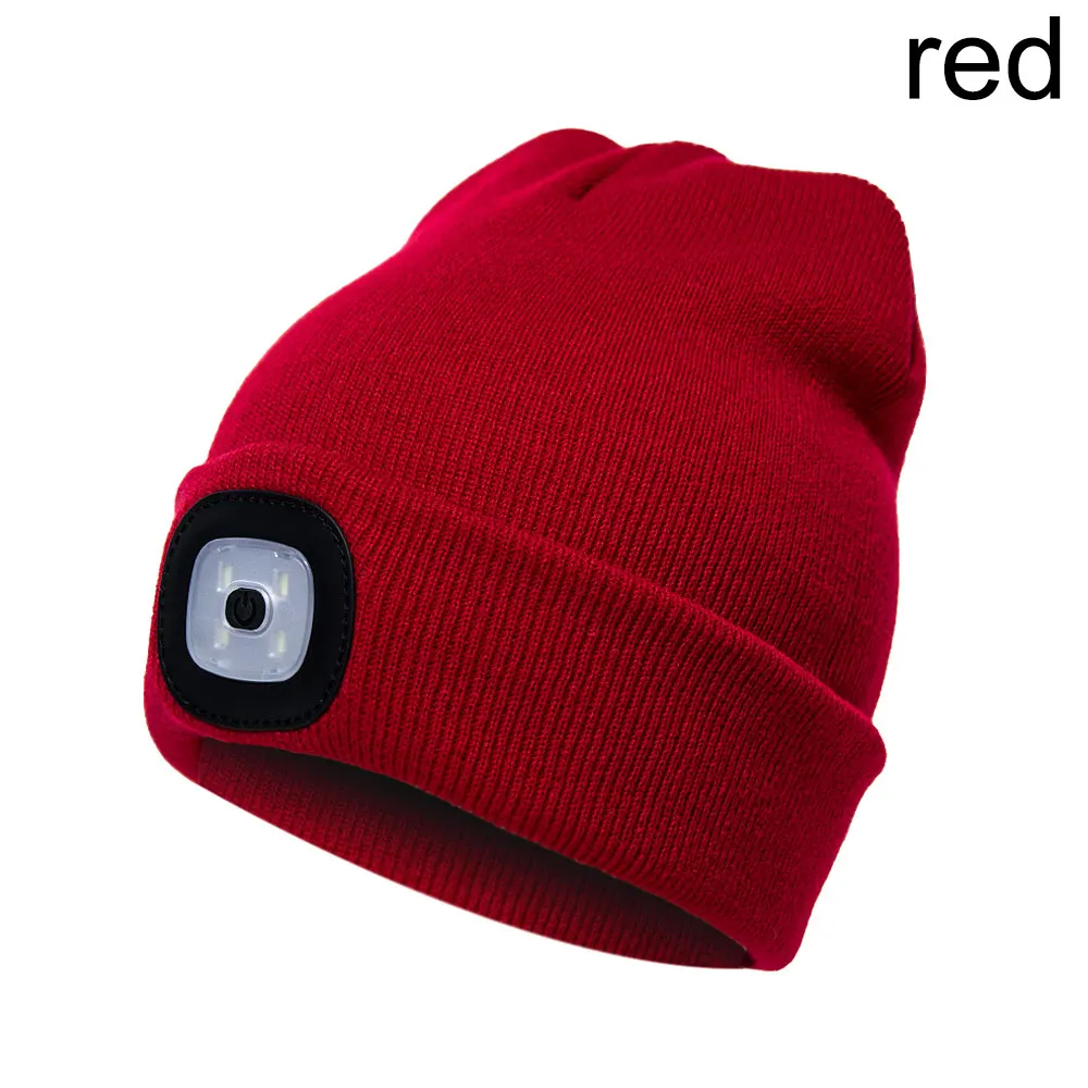 1 шт. яркий 4 светодиодный зимний теплый бини Кепка шапка унисекс USB Перезаряжаемый фонарик для кемпинга пешего туризма FDC99 - Цвет: Красный