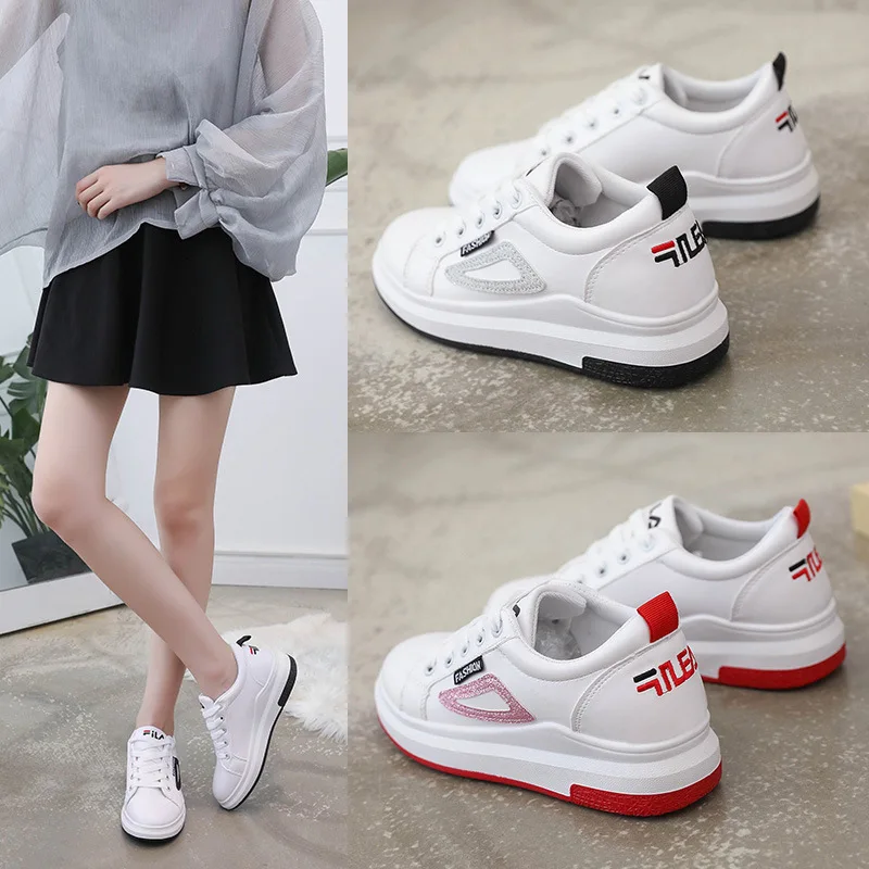 

Korean Edition Spring and Autumn New Pine Cake Thick Bottom Small White Shoe Tie Thick Bottom Casual Women's Shoes