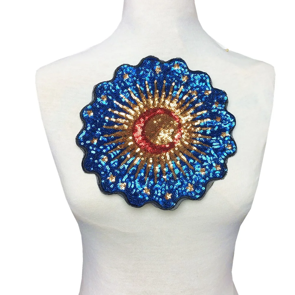 2pc 21cm sequin embroidered patch embroidery beaded applique blue 2pc 21cm sequin embroidered patch embroidery beaded applique blue
