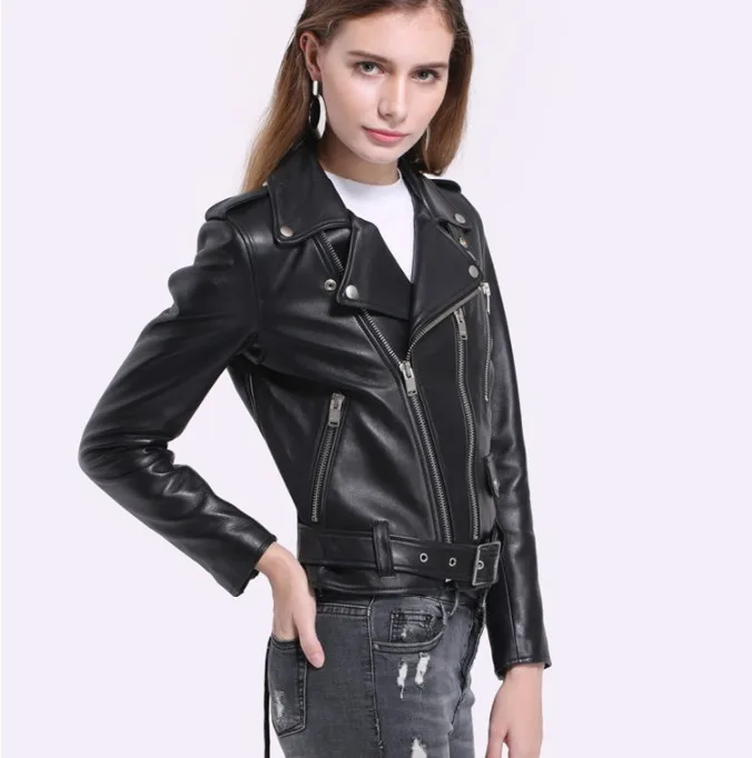 Весенне-осеннее Женское пальто из кожи наппа на молнии, мотоциклетная велосипедная Женская куртка из натуральной кожи с кисточками