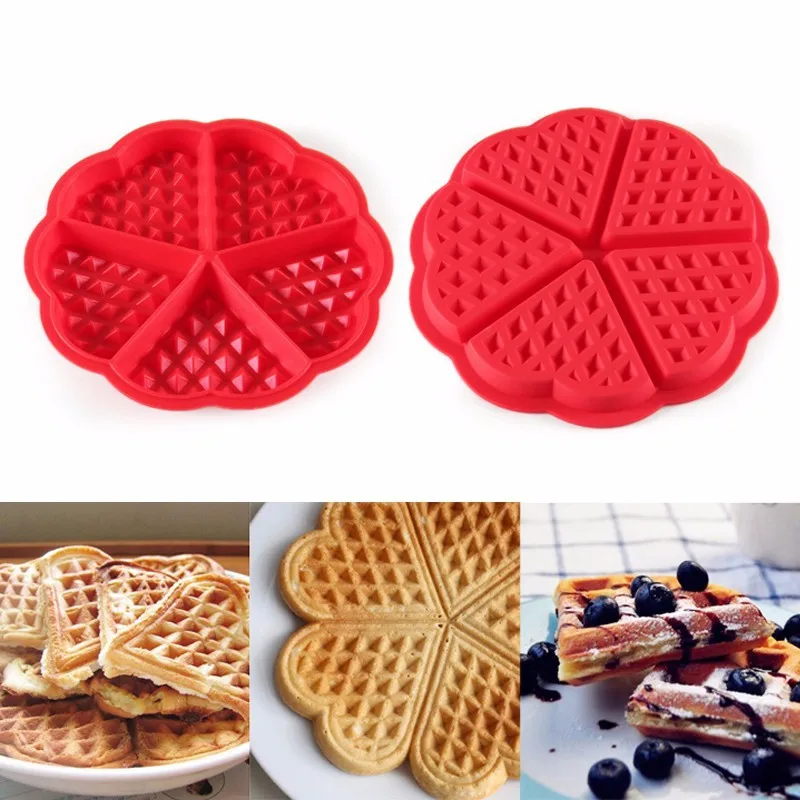 

Non-stick Silicone 5-Hold Waffle Mold DIY Cake Chocolate Candy Mold Kitchen Bakeware Cake Mould Makers for Oven Baking Mold