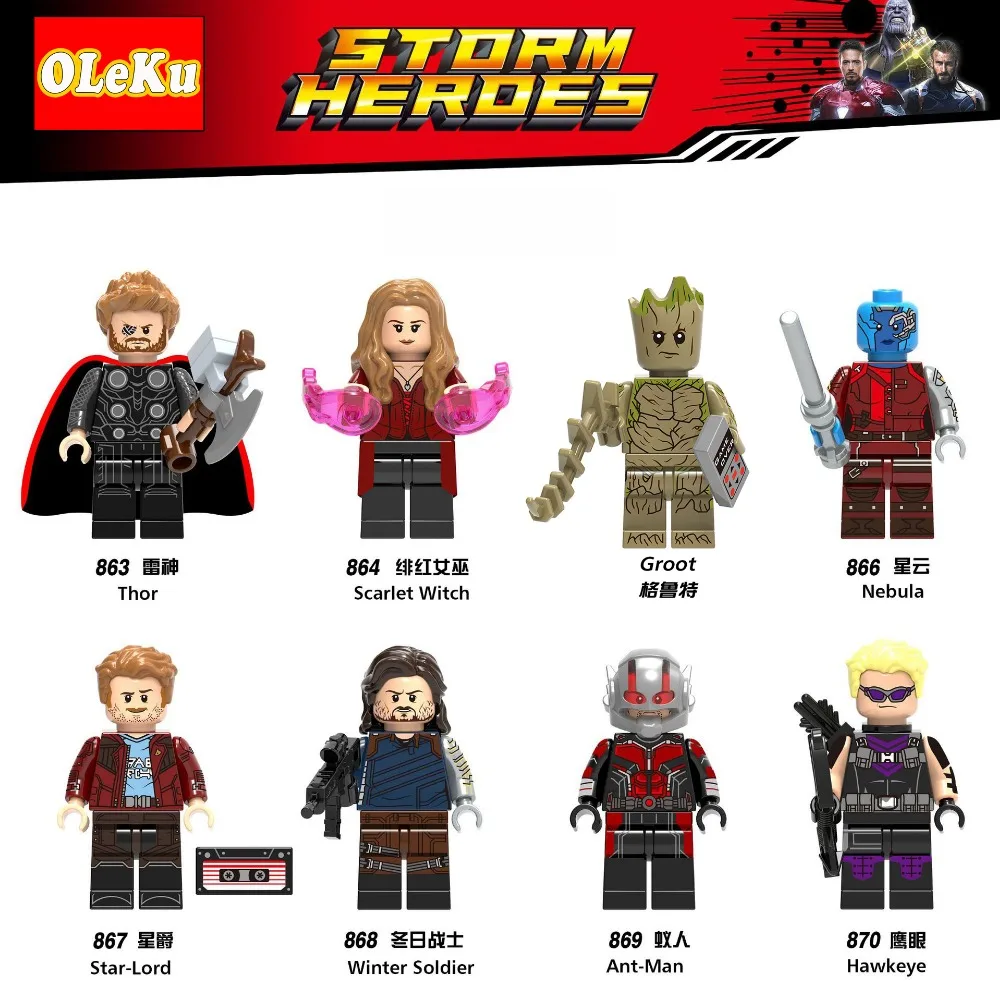 

For Legoing Marvel Super Heroes Infinity War Thor Scarlet Witch Winter Soldier Ant-Man Model Building Blocks Bricks Toys Figures