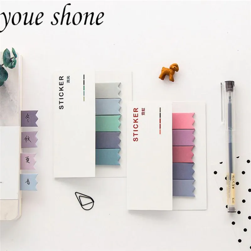 

1Pcs/100 pages Gradient Color Change Memo Pads Sticky Notes Stickers Scrapbooking Message Notes N Times Paste Office Supplies