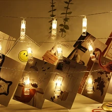 Праздничные светодиодные лампы люсис привело Decoracion фото клип держатель светодиодный гирлянда Рождественские фонари батарея питание для украшения дома