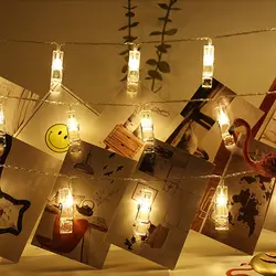 Праздничные светодиодные лампы люсис привело Decoracion фото клип держатель светодиодный гирлянда Рождественские фонари батарея питание для