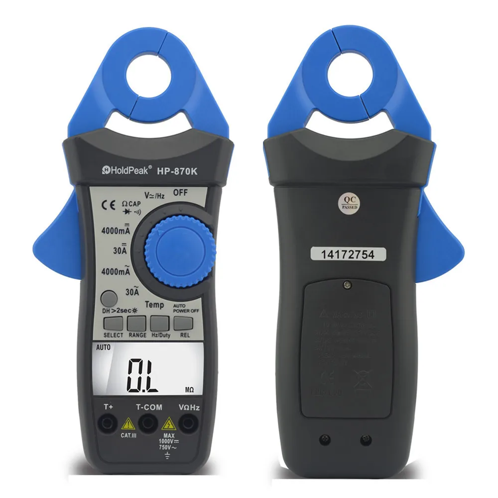 

Auto Range DCAC Digital Clamp Meter Multimeter Pinza Amperimetrica Amperimetro Temperature/Frequency Backlight HP-870K