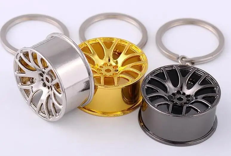 200PCS New Design Cool Luxury metal Keychain Car Key Chain Ring creative wheel hub chain For Man Women Gift | Украшения и