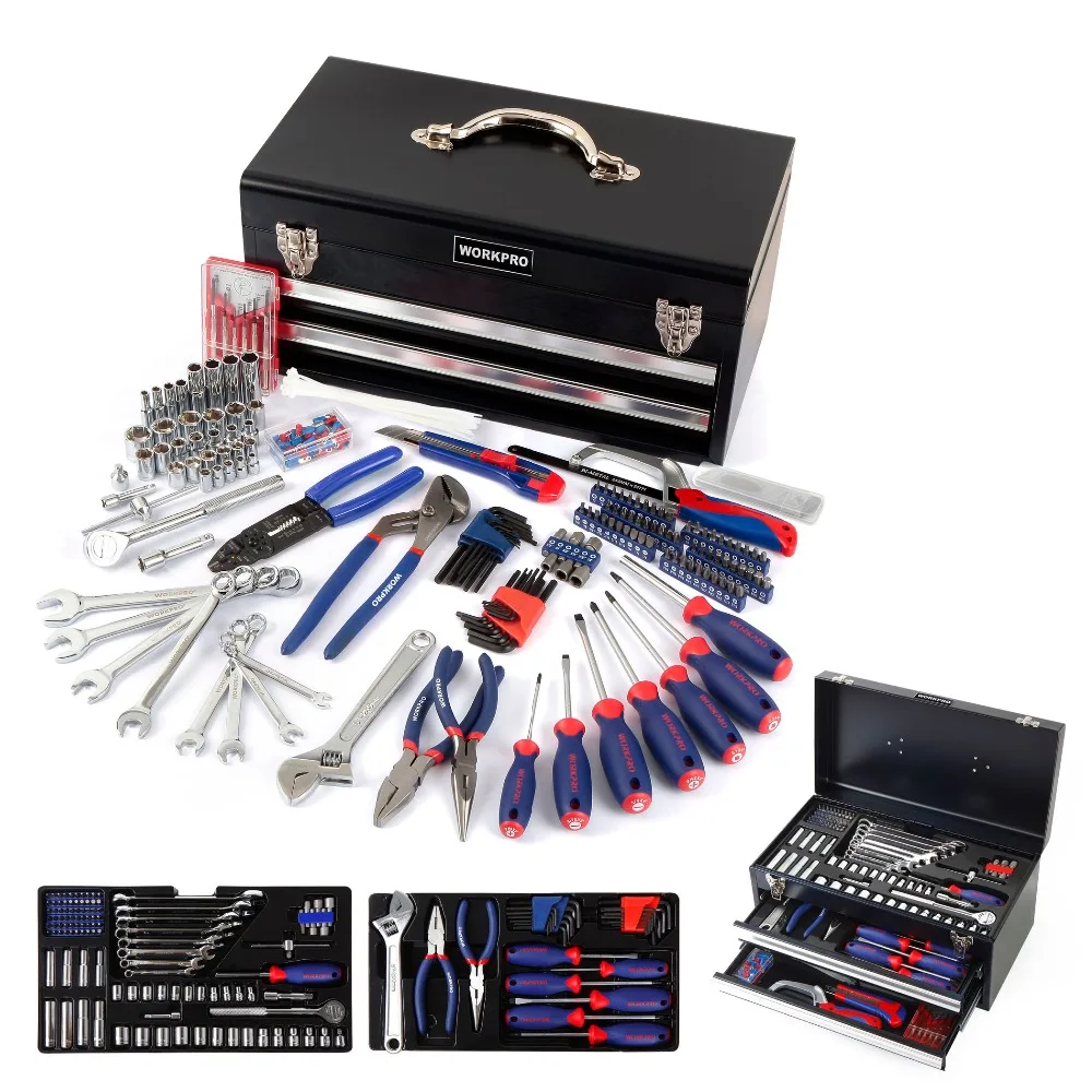 WORKPRO 229PC Metal Tool Box Set Home Tools Set Household Tools Screwdrivers Sockets Wrenches WORKPRO 229PC Metal Tool Box Set Home Tools Set Household Tools Screwdrivers Sockets Wrenches