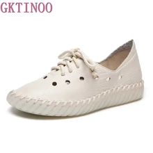 GKTINOO/Модная женская обувь ручной работы из натуральной кожи; глубокая дышащая обувь; сезон лето-весна; женская обувь на плоской подошве; повседневная обувь
